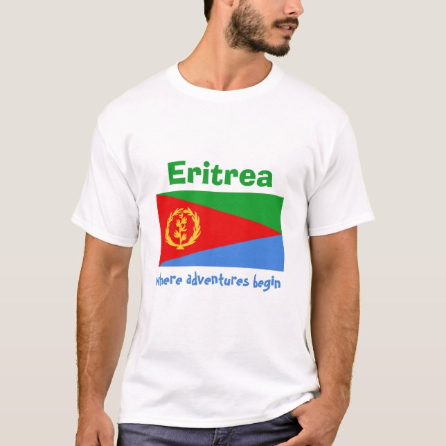 Camiseta con bandera de Eritrea + mapa + texto (Anverso)