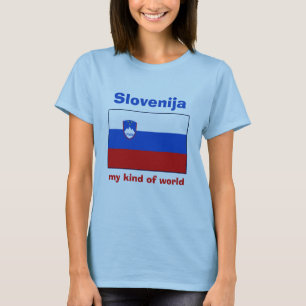 Camiseta con bandera de Eslovenia + mapa + texto