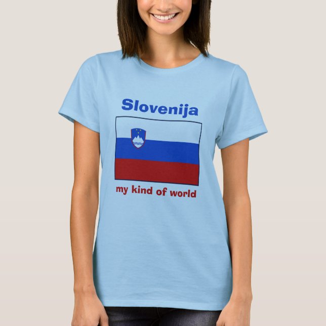 Camiseta con bandera de Eslovenia + mapa + texto (Anverso)