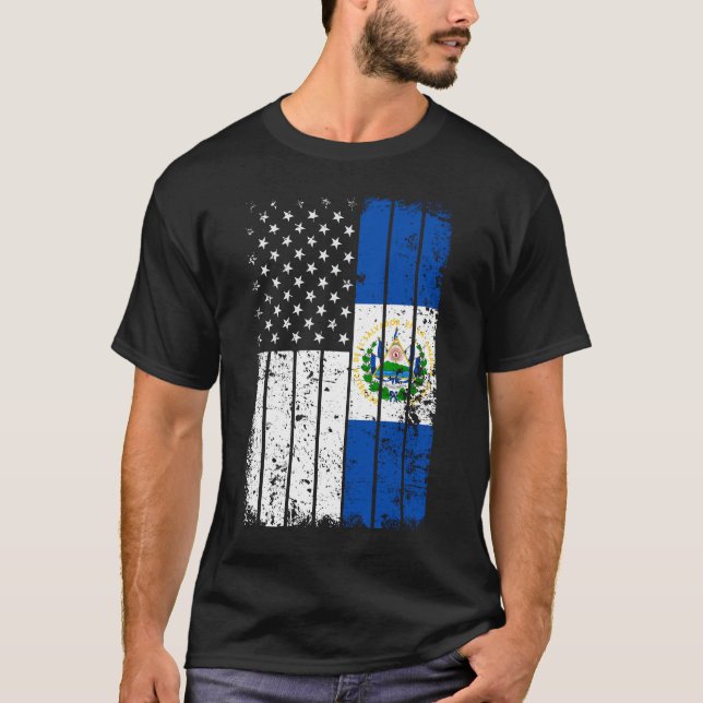 Camiseta con bandera de Estados Unidos salvadoreña (Anverso)