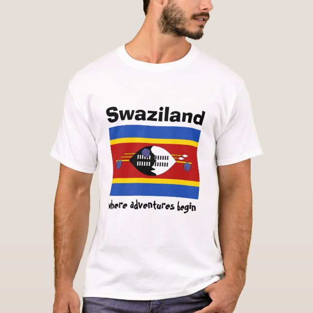 Camiseta con bandera de Eswatini + mapa + texto (Anverso)