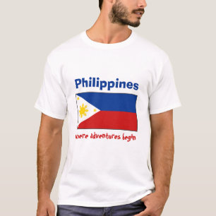 Camiseta con bandera de Filipinas + mapa + texto