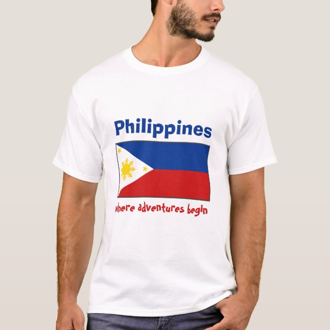 Camiseta con bandera de Filipinas + mapa + texto (Anverso)