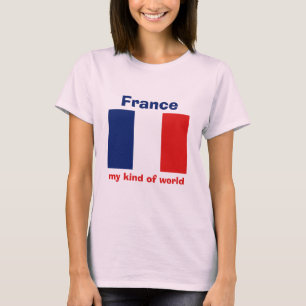 Camiseta con bandera de Francia + mapa + texto
