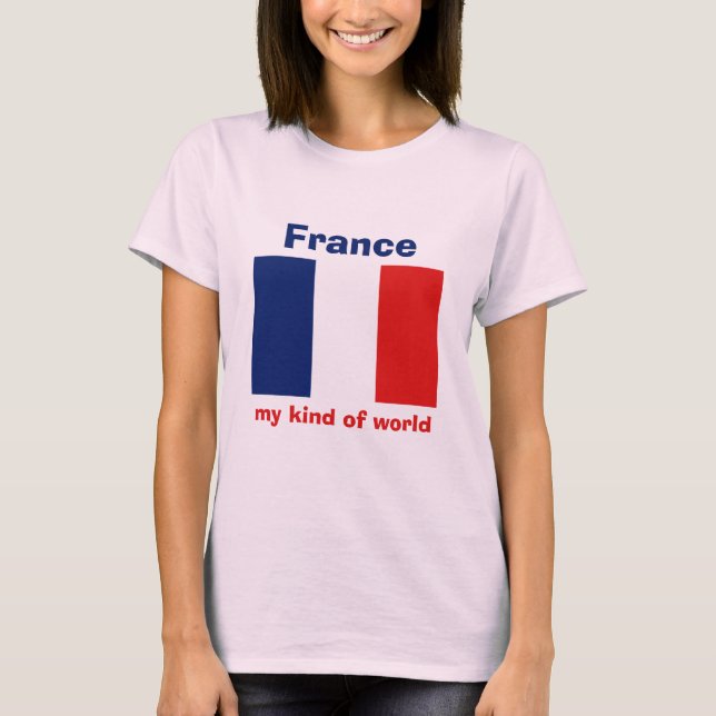 Camiseta con bandera de Francia + mapa + texto (Anverso)