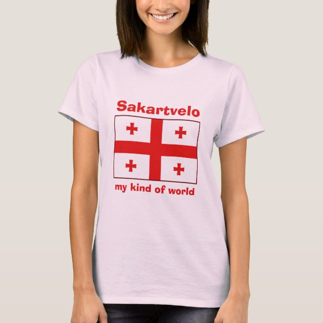 Camiseta con bandera de Georgia + mapa + texto (Anverso)