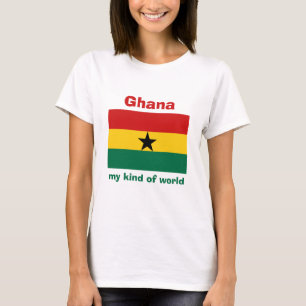 Camiseta con bandera de Ghana + mapa + texto