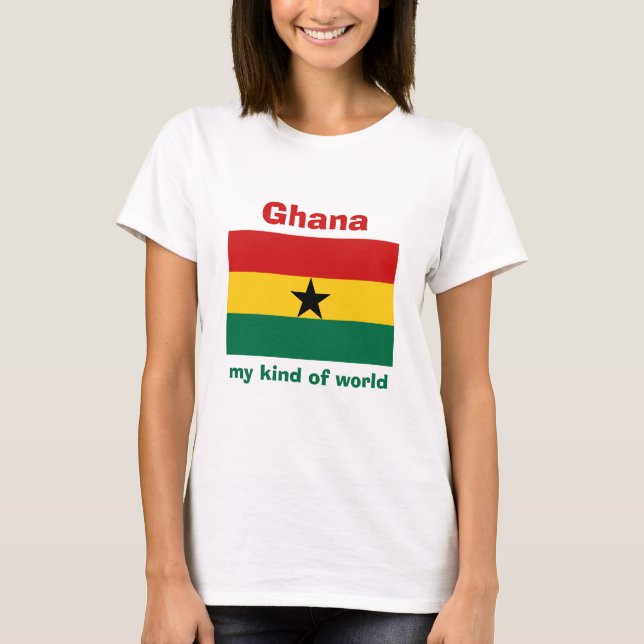 Camiseta con bandera de Ghana + mapa + texto (Anverso)