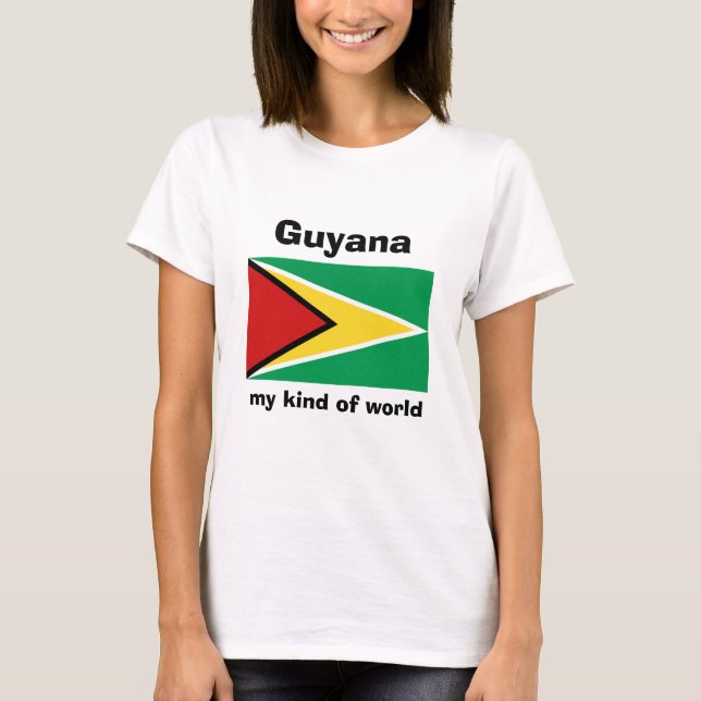 Camiseta con bandera de Guyana + mapa + texto (Anverso)