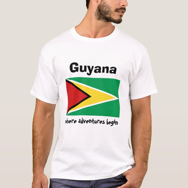 Camiseta con bandera de Guyana + mapa + texto (Anverso)