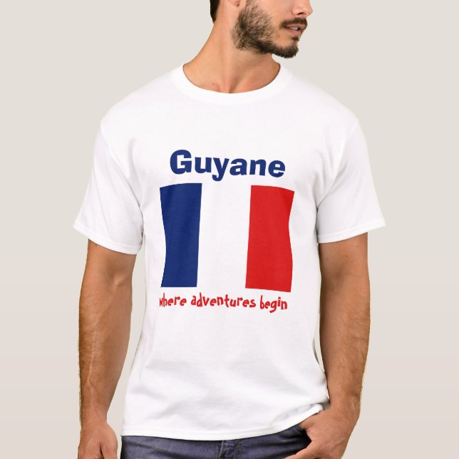 Camiseta con bandera de Guyane, mapa y texto (Anverso)
