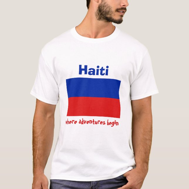 Camiseta con bandera de Haití + mapa + texto (Anverso)