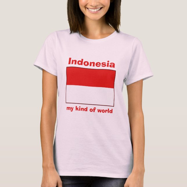 Camiseta con bandera de Indonesia + mapa + texto (Anverso)