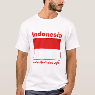 Camiseta con bandera de Indonesia + mapa + texto