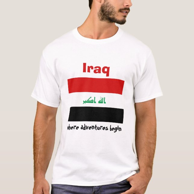Camiseta con bandera de Irak + mapa + texto (Anverso)