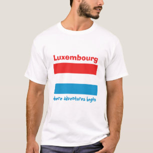 Camiseta con bandera de Luxemburgo + mapa + texto