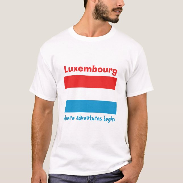Camiseta con bandera de Luxemburgo + mapa + texto (Anverso)
