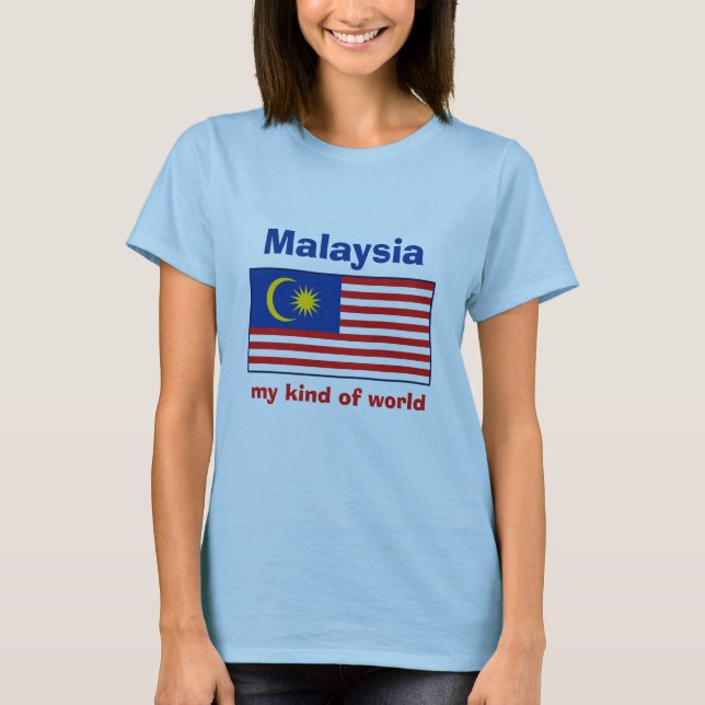 Camiseta con bandera de Malasia + mapa + texto (Anverso)