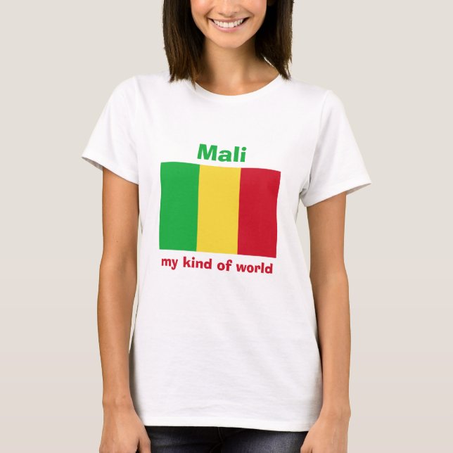 Camiseta con bandera de Malí + mapa + texto (Anverso)