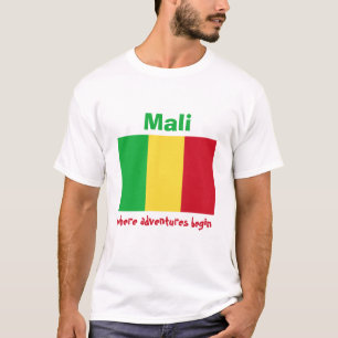 Camiseta con bandera de Malí + mapa + texto
