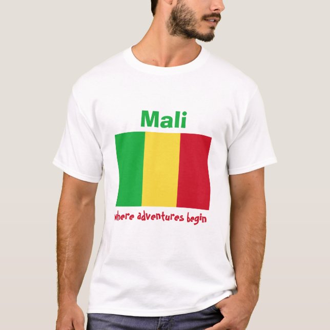 Camiseta con bandera de Malí + mapa + texto (Anverso)