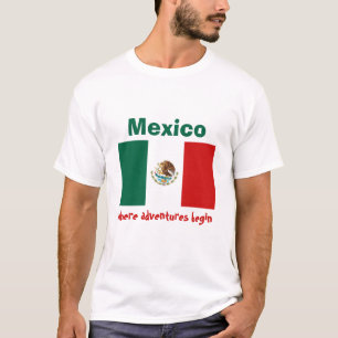 Camiseta con bandera de México + mapa + texto