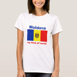 Camiseta con bandera de Moldavia + mapa + texto