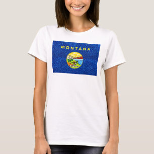 camiseta con bandera de Montana purpurina