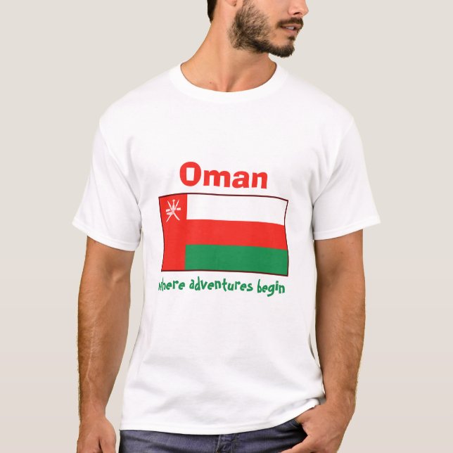 Camiseta con bandera de Omán + mapa + texto (Anverso)