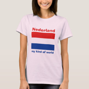 Camiseta con bandera de Países Bajos + mapa + text