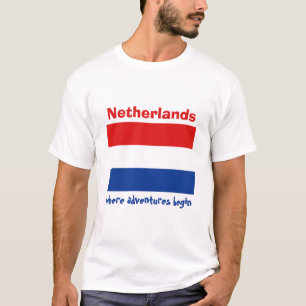 Camiseta con bandera de Países Bajos + mapa + text