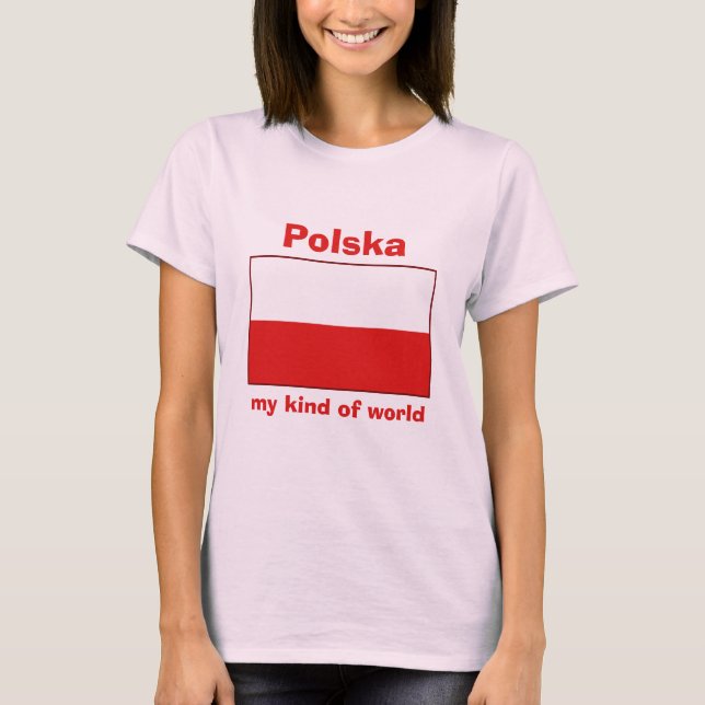 Camiseta con bandera de Polonia + mapa + texto (Anverso)
