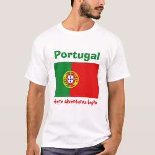 Camiseta con bandera de Portugal + mapa + texto