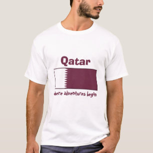 Camiseta con bandera de Qatar + mapa + texto
