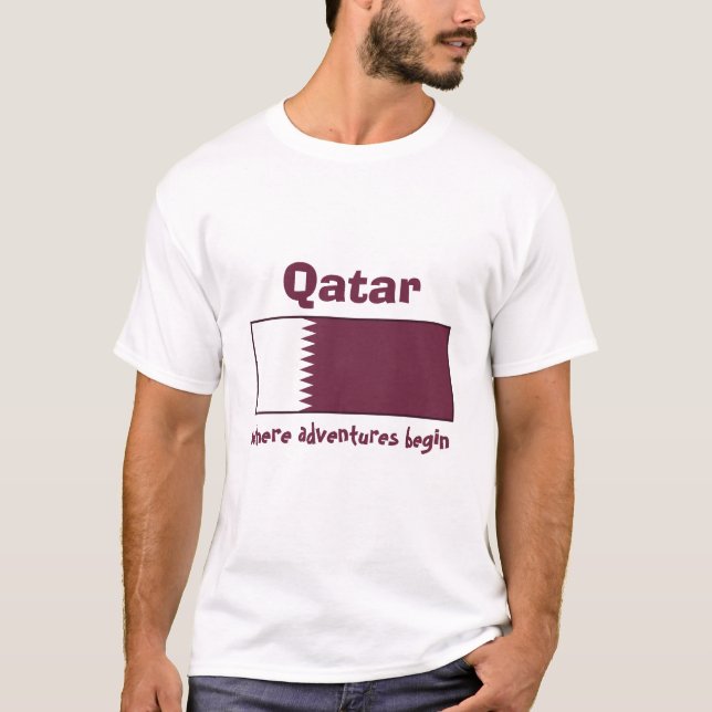 Camiseta con bandera de Qatar + mapa + texto (Anverso)