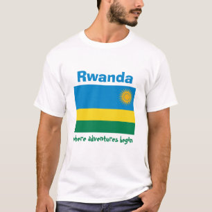 Camiseta con bandera de Ruanda + mapa + texto