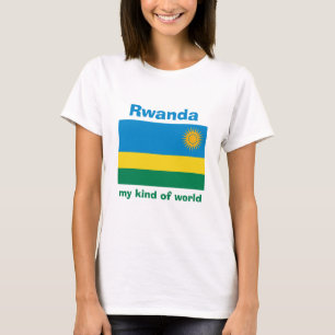 Camiseta con bandera de Ruanda + mapa + texto