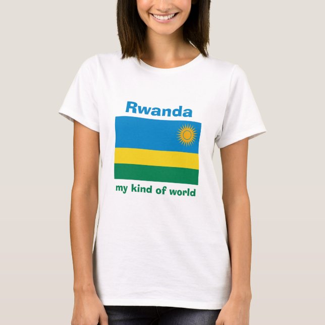Camiseta con bandera de Ruanda + mapa + texto (Anverso)