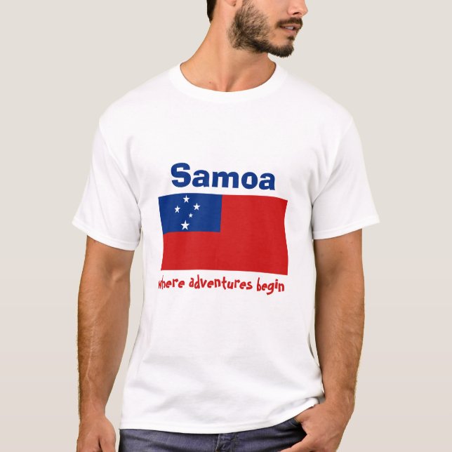 Camiseta con bandera de Samoa + mapa + texto (Anverso)