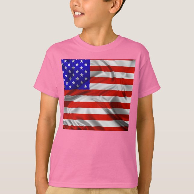 Camiseta con bandera de seda de Estados Unidos con (Anverso)