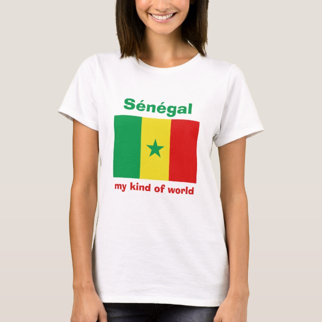 Camiseta con bandera de Senegal + mapa + texto (Anverso)