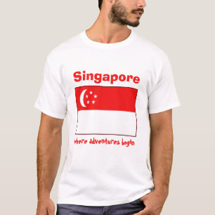 Camiseta con bandera de Singapur + mapa + texto
