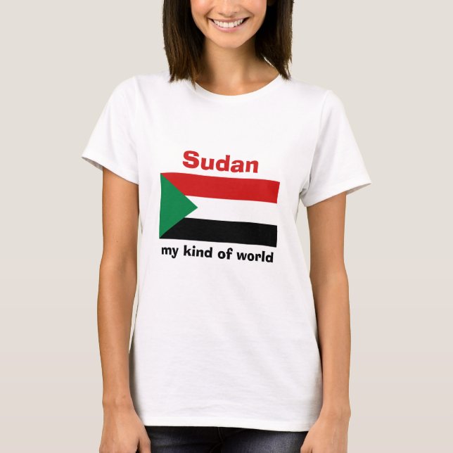 Camiseta con bandera de Sudán + mapa + texto (Anverso)