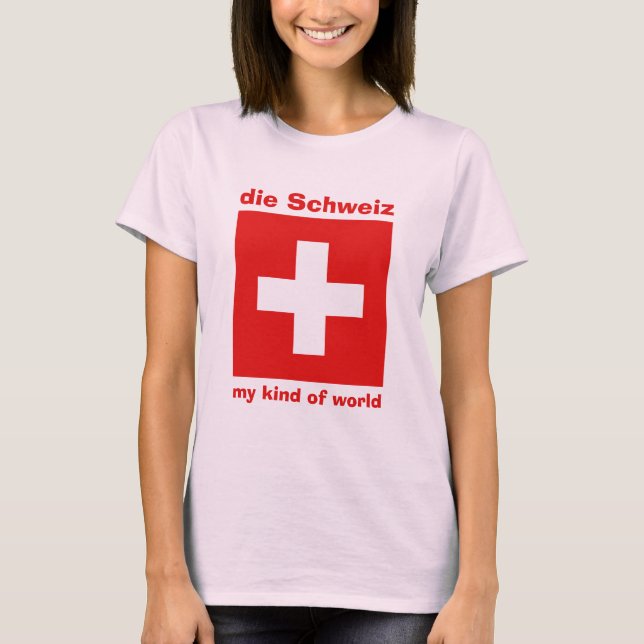 Camiseta con bandera de Suiza + mapa + texto (Anverso)