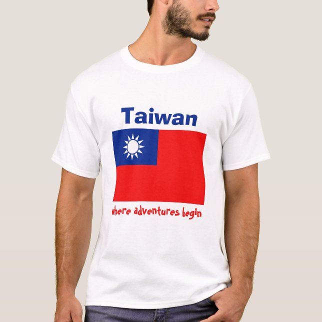 Camiseta con bandera de Taiwán + mapa + texto (Anverso)