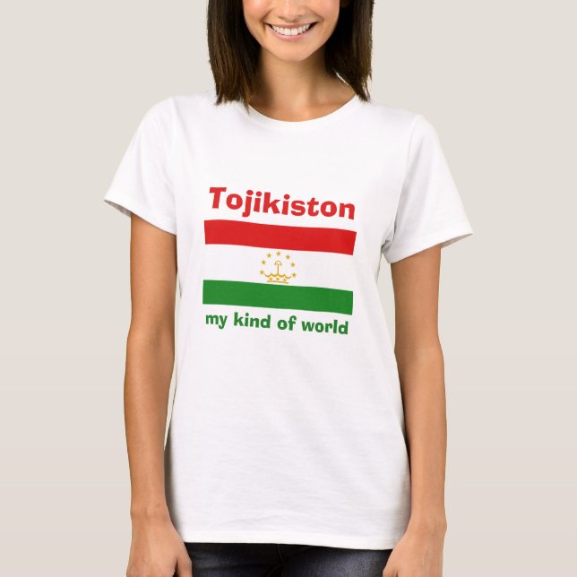 Camiseta con bandera de Tayikistán + mapa + texto (Anverso)