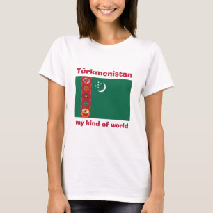 Camiseta con bandera de Turkmenistán + mapa + text