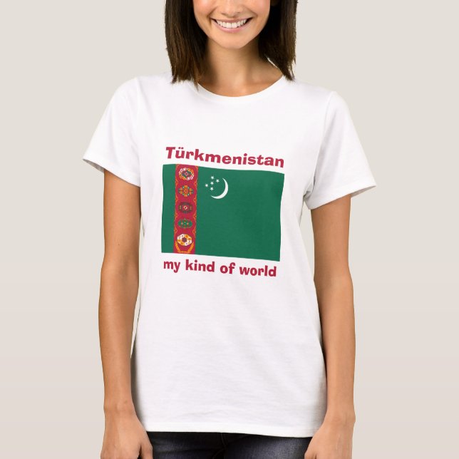 Camiseta con bandera de Turkmenistán + mapa + text (Anverso)
