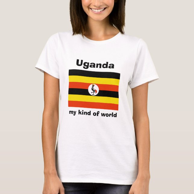 Camiseta con bandera de Uganda + mapa + texto (Anverso)