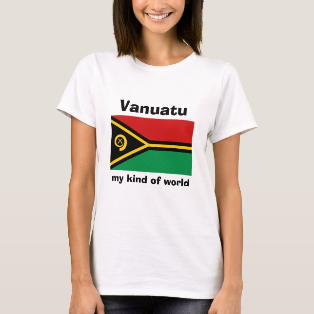Camiseta con bandera de Vanuatu + mapa + texto (Anverso)